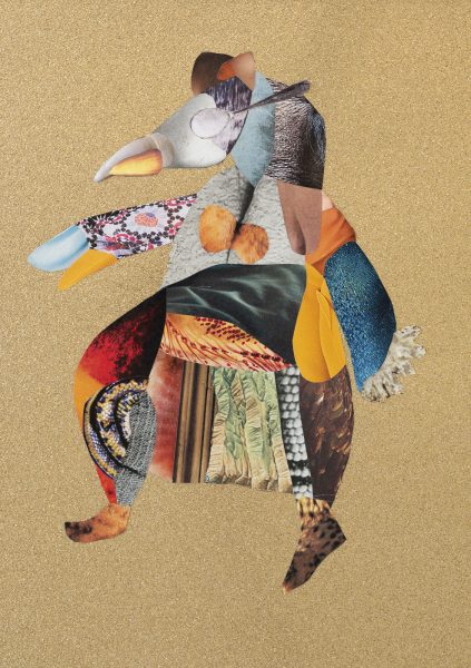 Pfadfinderin, collage on glitter paper, photo by Kevin Fuchs